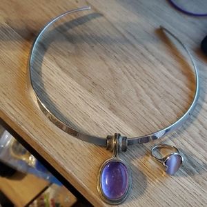 Sterling silver cuff necklace